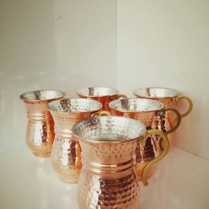 Set of copper cups (6 people)